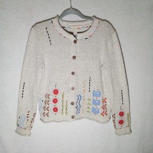 Carson Womens Embroidered And Beaded Button Up Cardigan, Size M